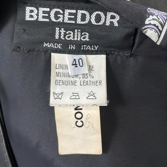 BEGEDOR Italia Leather Vest in Black Leather & Silk Vintage EU40 NWOT - Picture 6 of 7